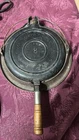 Wagner #8 Cast Iron Waffle Iron With Wood Handles And Base Pat. Feb. 1910