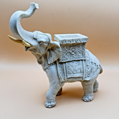 A. Giannelli Italy White Alabaster Elephant Figurine Good Luck