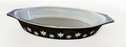 RARE Vintage Black w/White Snowflake Pyrex 1-1/2 Qt Oval Casserole Baking Dish!
