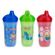 Insulated No Spill Easy Sip Cup with Vari-Flo Valve Hard Spout, Boy, 9 Oz, 3 Cou
