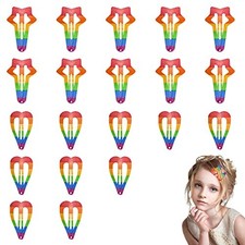 20 PCS Rainbow Hair Clips Snap Clips for Women No Slip Metal Hair Clips for