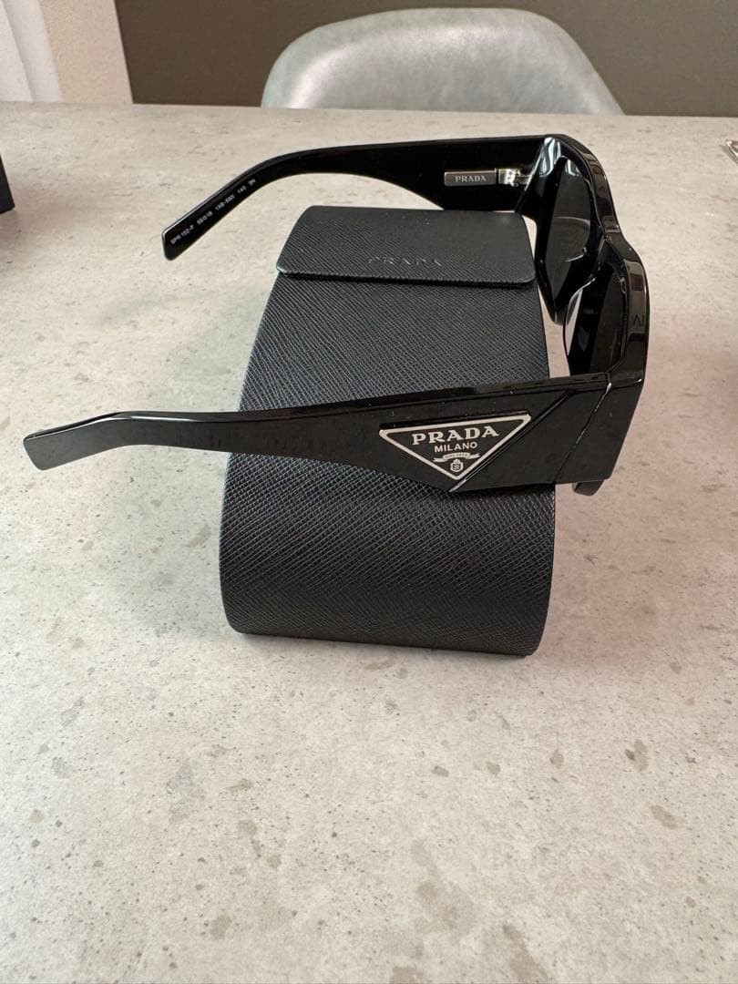 PRADA Square Frame Sunglasses Black Logo, Women's & Men's Used thumbnail 6