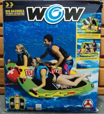 WOW Sports Big Bazooka 1-3 Person Steerable Towable Water Tube 73"x 69"x 18"