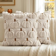 MIULEE Fall Pumpkin Pillow Covers 18" x Pack of 2 , Beige Brown Stem