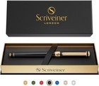 Scriveiner Black Lacquer Ballpoint Pen - Stunning Luxury Pen with 24K Gold Finis