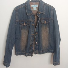 LA Blues Denim Jean Jacket Large Color Distressed Grunge Trucker Style