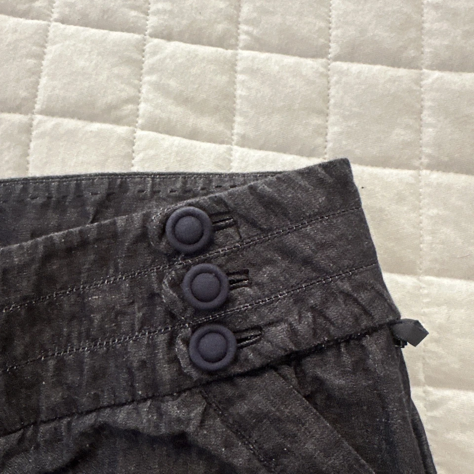 Брюки женские ELEENSES ANTHROPOLOGIE 10 укороченные темно-синие льняная смесь широкие штанины - Изображение 4 из 4