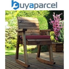 Charles Taylor Wooden Garden Rocker Seat Rocking Chair & Red Cushion