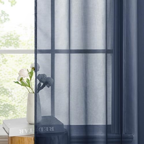 2 Paneles Cortinas Transparentes 90 Pulgadas Largo 54"W x 90"L (Pack de 2) Azul Marino - Imagen 5 de 7