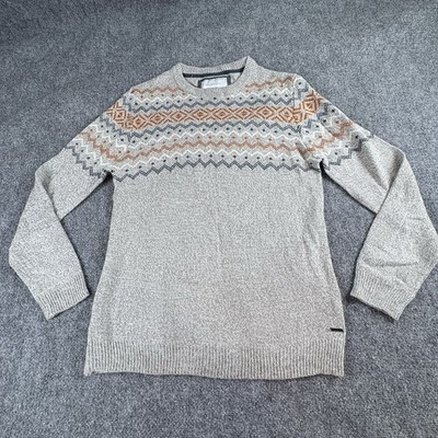 Denim & Flower Sweater Men XL Gray Fair Isle Nordic Boho Cottagecore Wintercore