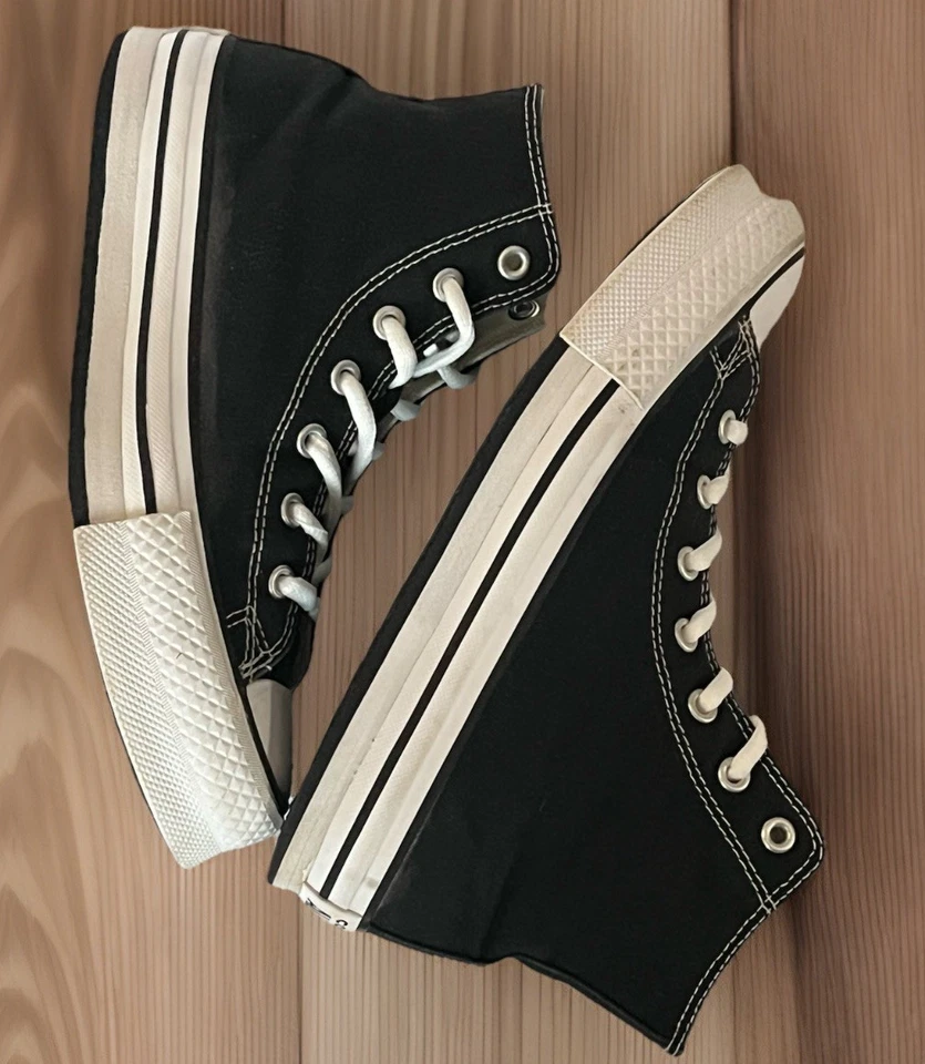 Kids Youth Sz 3.5 Black CONVERSE CHUCK TAYLOR Canvas High Top Sneakers SK8 Shoes - Image 4 of 4