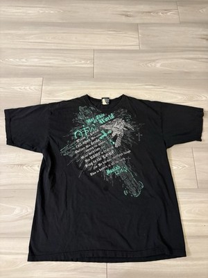Black OOTD Affliction Grunge Y2K Emo Short Sleeve T-Shirt Graphic Size L