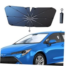 Car Front Windshield Sun Shade with Pull Cord, Umbrella Sun Shade for 55"x29"