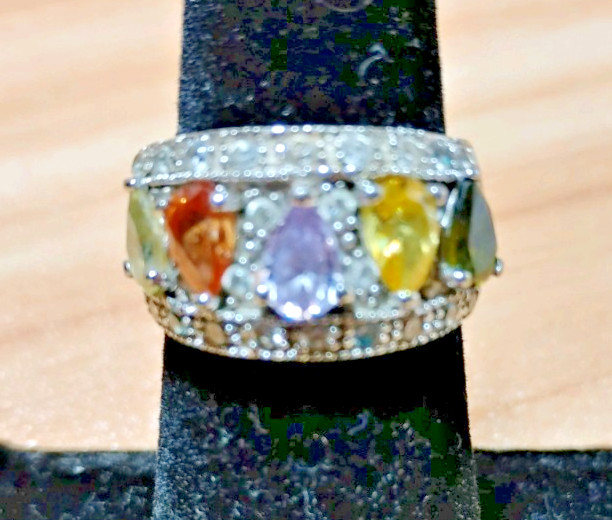 925 Sterling Silver Ring Multiple Multicolored Ge… - image 4