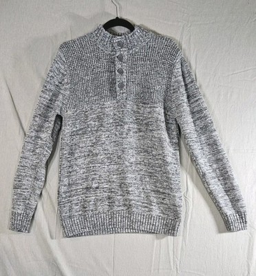 Method Sweater Mens Size Large Heather Gray Button Henley Pullover