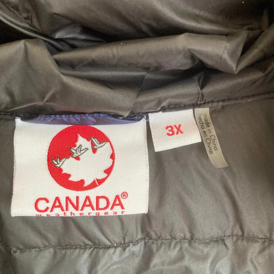 Parka acolchada Canada Weather Gear Down para mujer 3XL azul índigo edredón capucha de piel sintética Foto 4 de 4