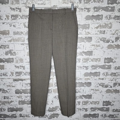 Theory Pants Womens 2 Multicolor Check Treeca 4 100% Hartford Wool Slim Straight