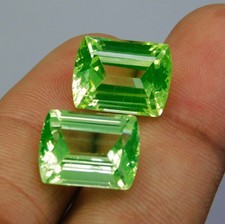 Certified 22.25 Ct Natural Vivid Green Peridot Emerald Cut Loose Gemstone Lot