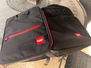 GAF Black Laptop Backpack Red Interior Multiple Compartments Padded Straps New.
