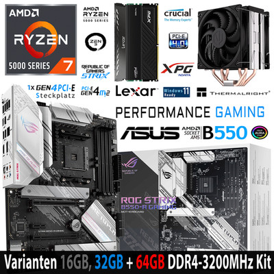 PC Bundle AMD Ryzen 7 5700X ASUS ROG Strix B550-A mit 16, 32 und 64GB DDR4-3200