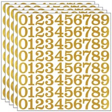 Number Stickers,5 Sheets Waterproof Vinyl Self Adhesive Numbers 1 Inch, Gold