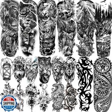 VANTATY 20 Sheets Extra Large Full Arm Temporary Tattoos For Men