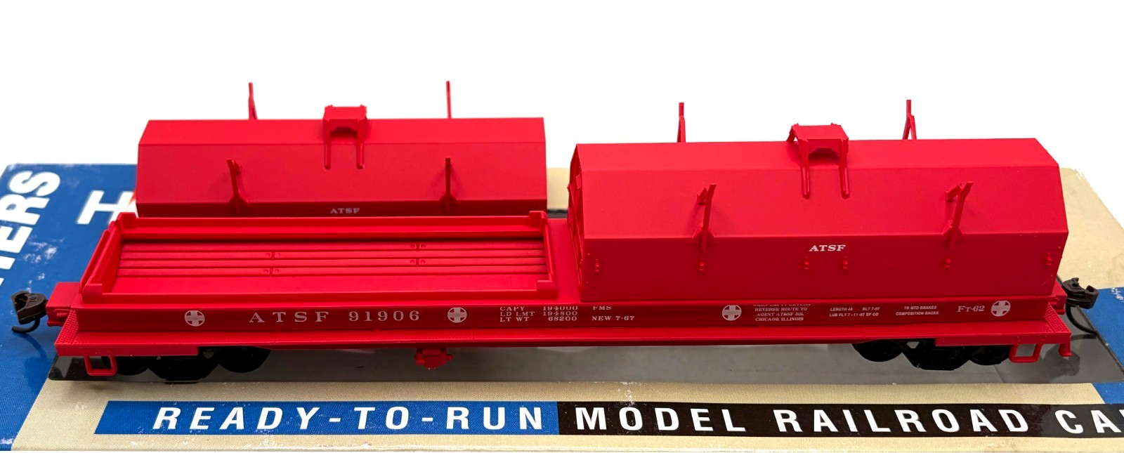 HO WALTHERS 932-3821 CUSHION COIL CAR ANGLED HOODS SANTA FE ATSF 91906 ...