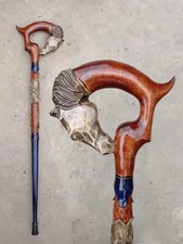 Hand carved horse design wooden walking stick for men women walking cane T36