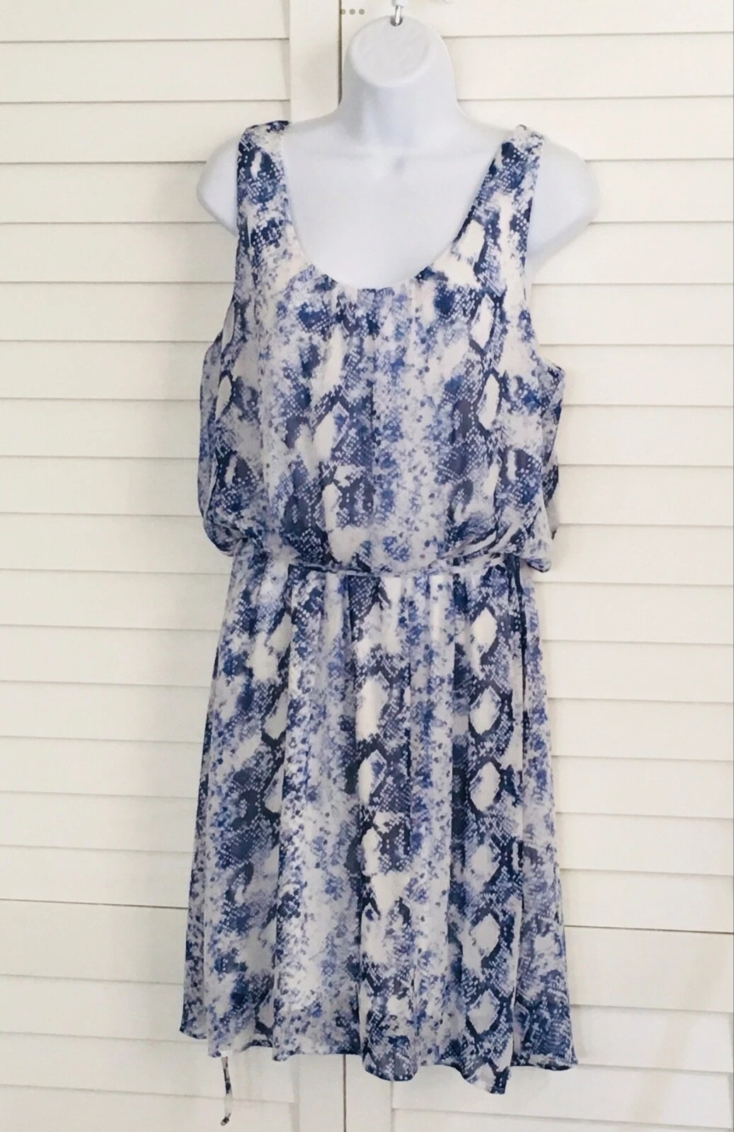 VETEMENTS Abito da sole Bar III donna grande bianco blu senza maniche vestibilità N svasato