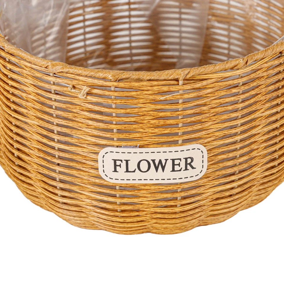 Set of 2 Woven Wicker Planter Baskets with Plastic Lining Multipurpose Storage - Image 4 of 4