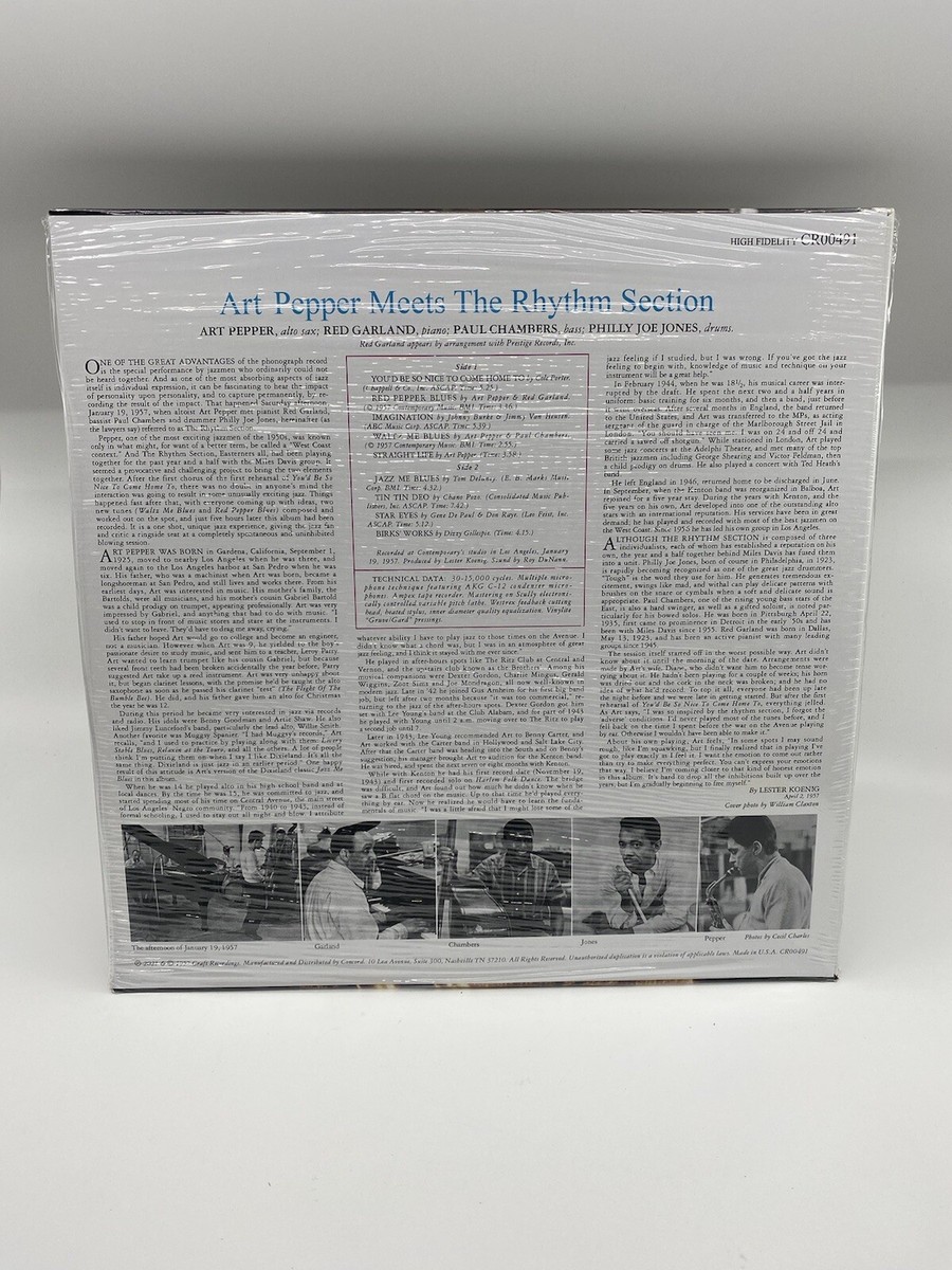 ワールドワイドLP Art Pepper Art Pepper Meets The Rhythm Section CR00382 Craft Recordings, St /00260 Art Pepper Meets The Rhythm Section: Contemporary Records