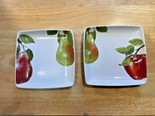 THE CELLAR ENTERTAINING Pear and Apple 6 1/2" Square Appetizer Plates Set of 2
