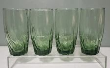 Set of 4 Anchor Hocking Central Park Fern Green Tumblers Iced Tea Glasses  6"