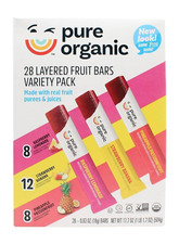 Pure Organic Layered Fruit Bars 3 Variety Pack, Total 28 Count 8 X Raspberry Le