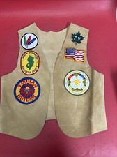Vintage YMCA Indian Guides Adult Leather Vest Patches