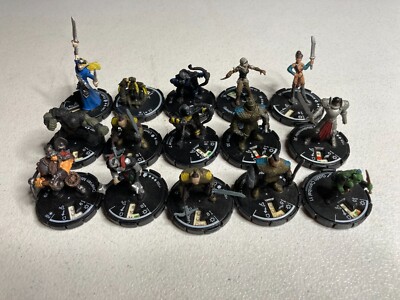 Mage Knights Miniature Lot of 15 MKR Wizkids RPG Elf At Arms Goblin Cannibal