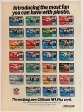 Citibank Visa Card NFL Logos 1988 Vintage Print Ad 8x11 Inches Wall Decor