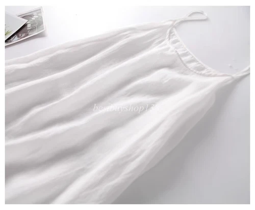 Damen Baumwolle Lagenlook Full Slips Kleid Transparent Cami Lang Schlupfkleid Extender - Bild 4 von 9