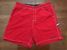 VINTAGE 90's TOMMY HILFIGER BATHING SUIT MENS XL RED SWIM TRUNK BOARD SHORTS v e