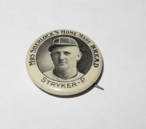 1920 Baseball Mrs. Sherlock’s Bread Toledo Mud Hens Dutch Stryker Pin Button - Picture 1 of 2