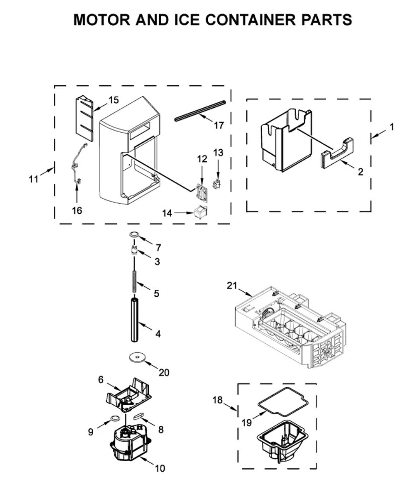 Whirlpool Refrigerator : Ice Container Wire Harness (W10646076  