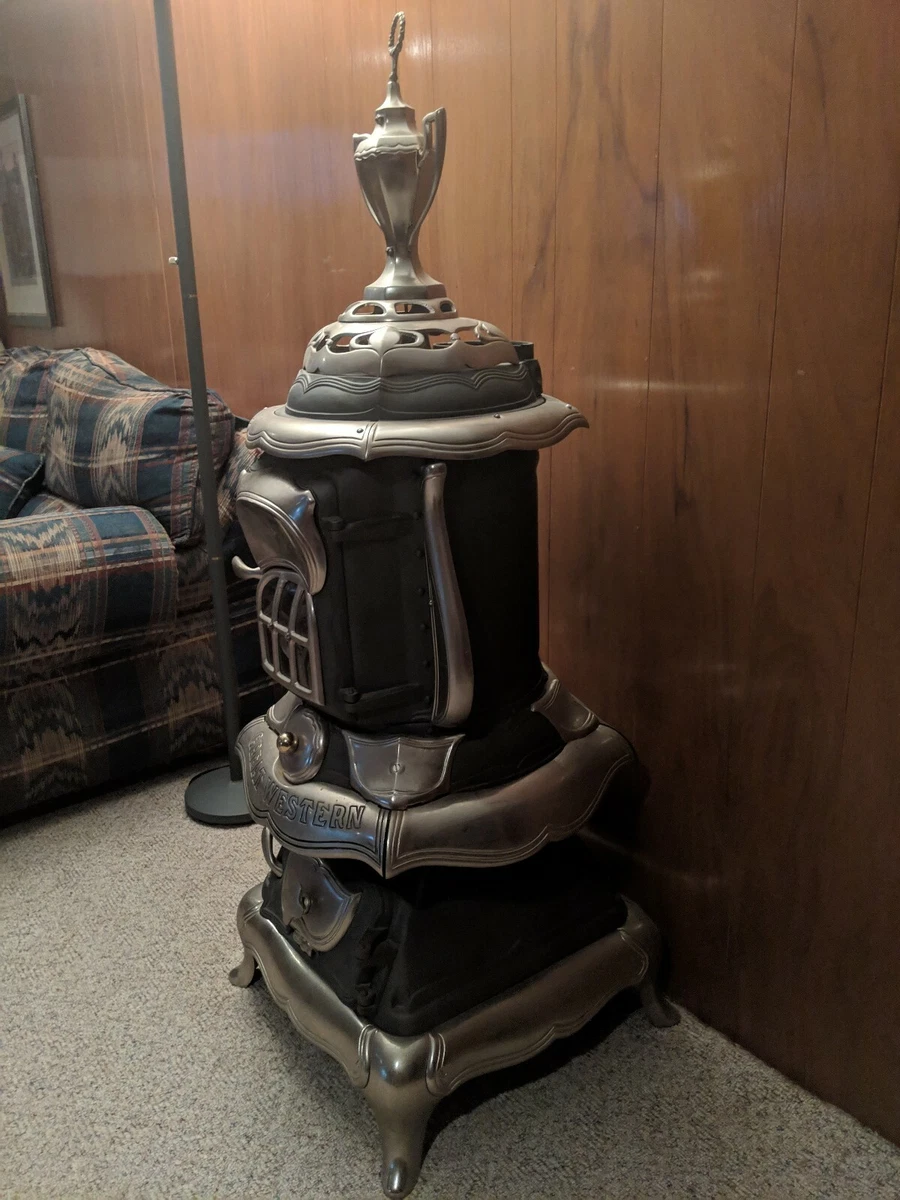Antique (1870u0026#039;s) Great Western Cast Iron Wood Burning Parlor Stove |  eBay