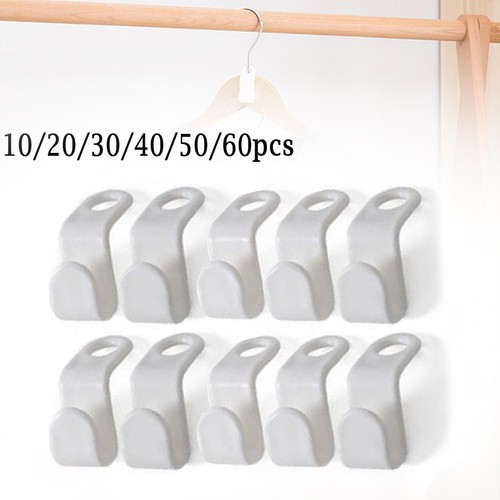 Lovgrin Lot De 50 Clips D'extension De Cintre, Crochets Triangulaires Pour Cintres De Placard, économie D'espace Et Placards (blanc