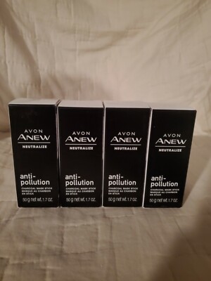 New in box Avon Anew Anti Pollution Charcoal Mask Stick Facial 1.7 ounces 4 pack