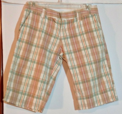 Roxy Tan Pink Plaid Pastel Bermuda 