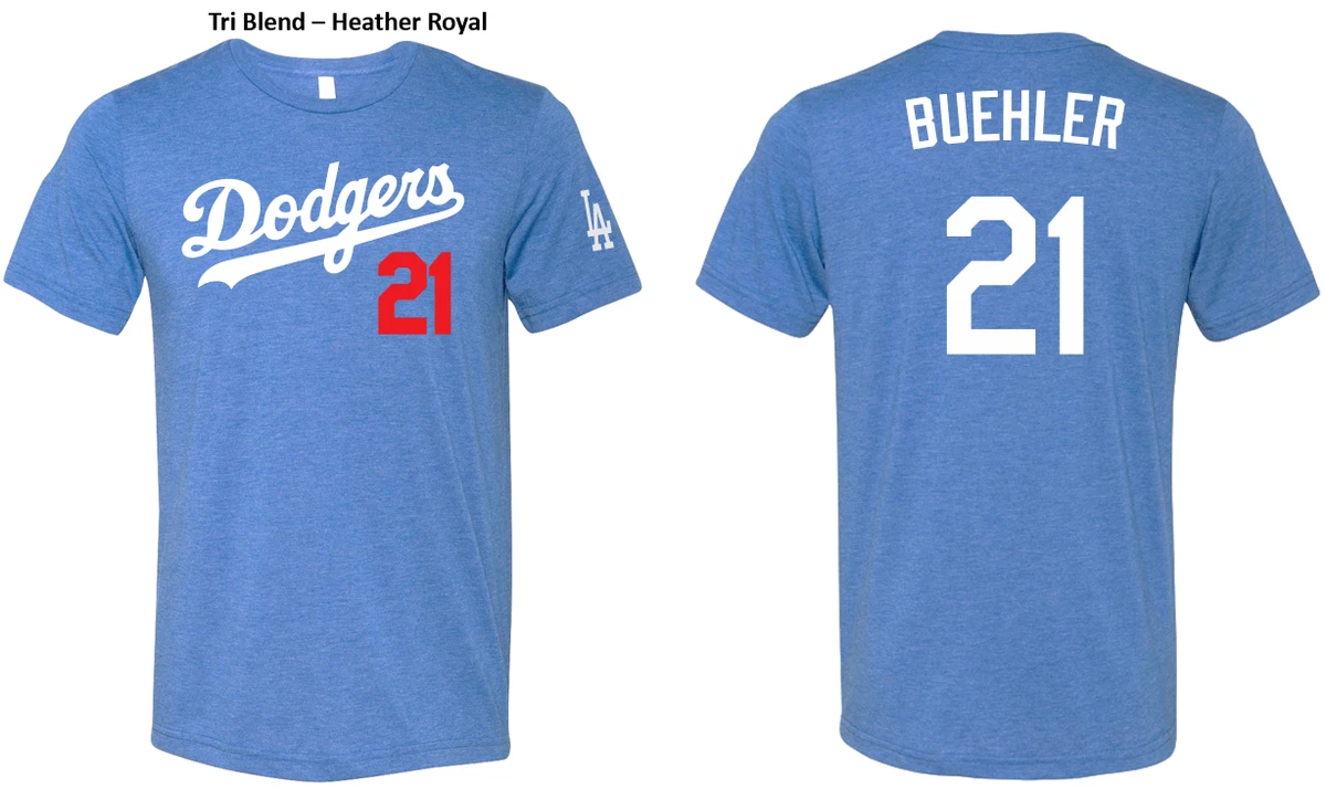 #21 Walker Buehler Los Angeles Dodgers Slim Fit T-Shirt Men's or Youth Sizes