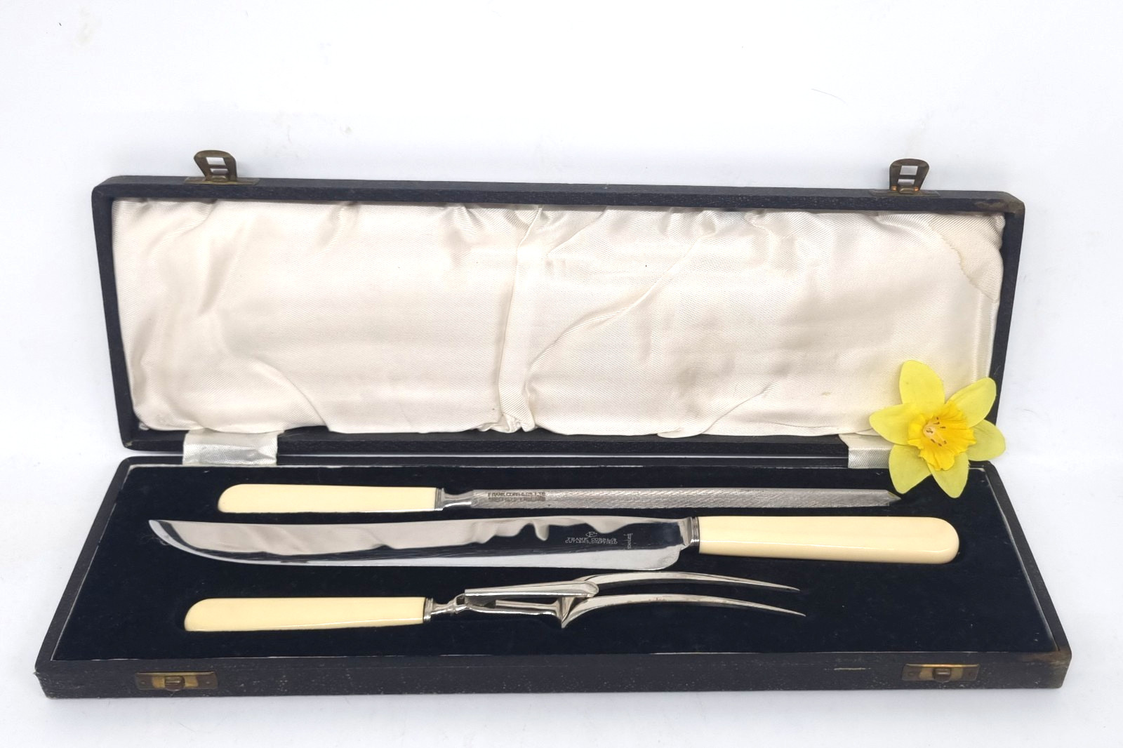 Tolles ART DECO Set Vorlegebesteck Messer / Fleischgabel England mit Box um 1930