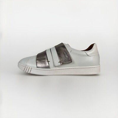 $600 Bally Willet White and Silver Leather Sneakers size US 11 Made in Italy
