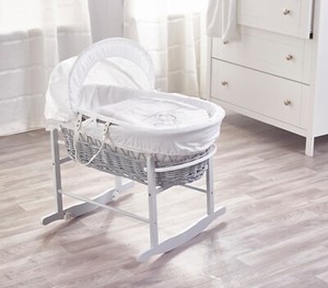 gray wicker moses basket
