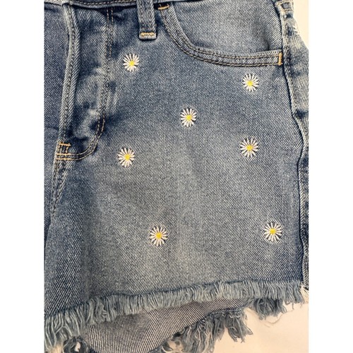 Pantalones Cortos de Jean Hollister Denim Flor Bordada Dobladillo Deshilachado Informales Lindos 00 - Imagen 2 de 10